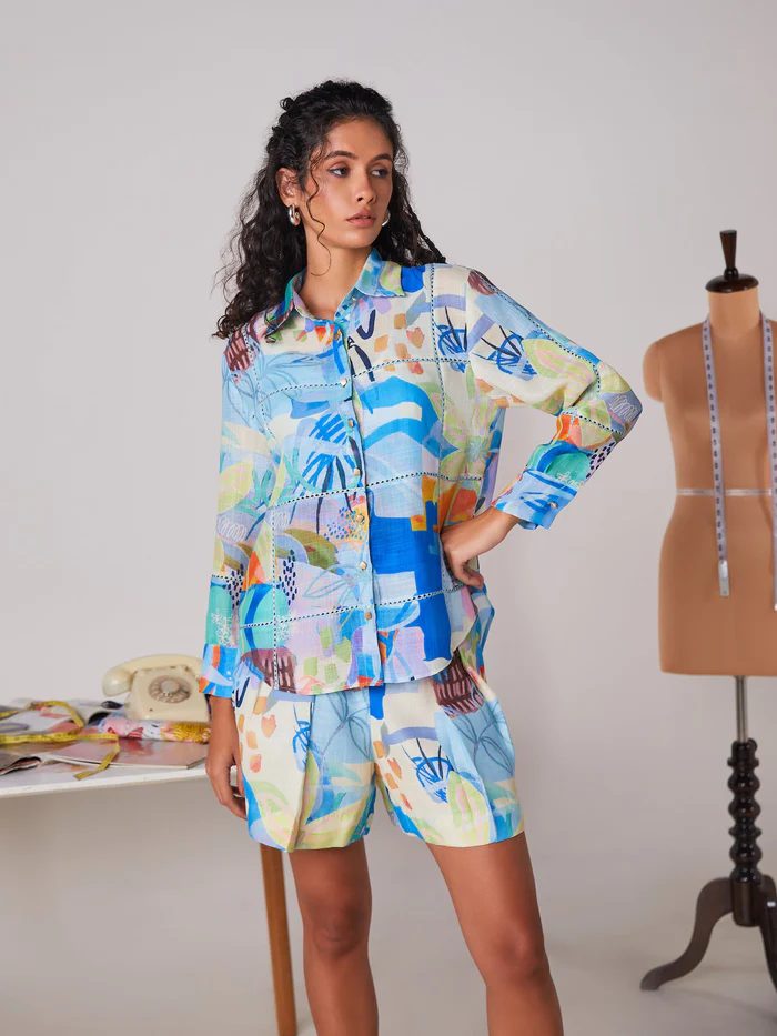 Cobalt Abstract Print Co-ord Set 2