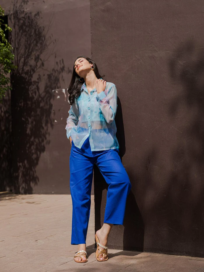 Ocean Blue Organza Shirt 2