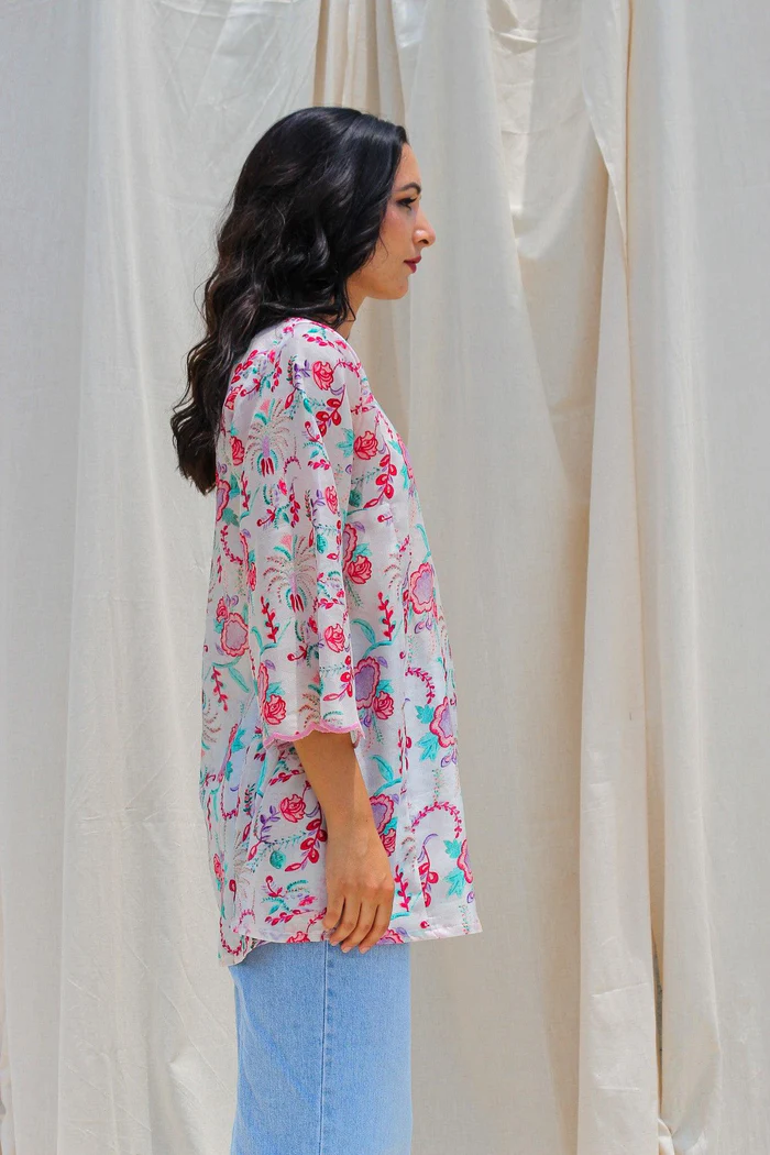 Ivory Floral Chanderi Kurta 4