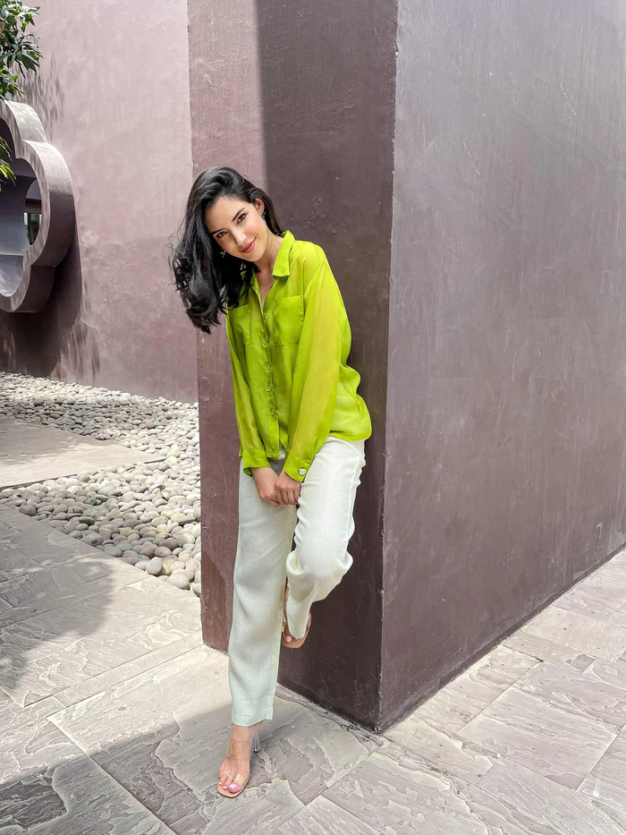 Lime Green Organza Shirt 3