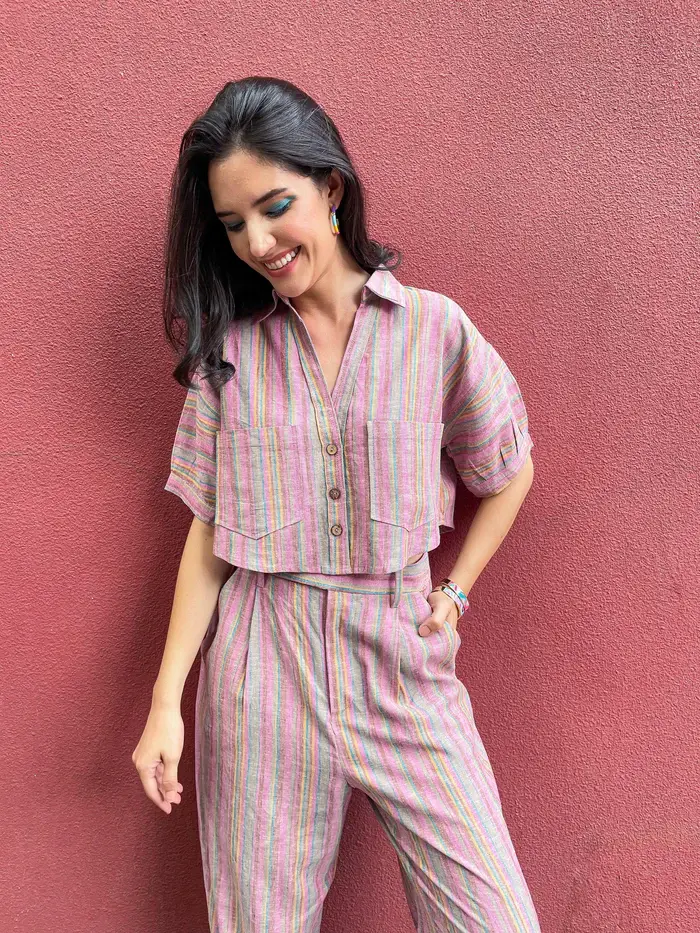 Multi Stripes Linen Co-ord Set 3