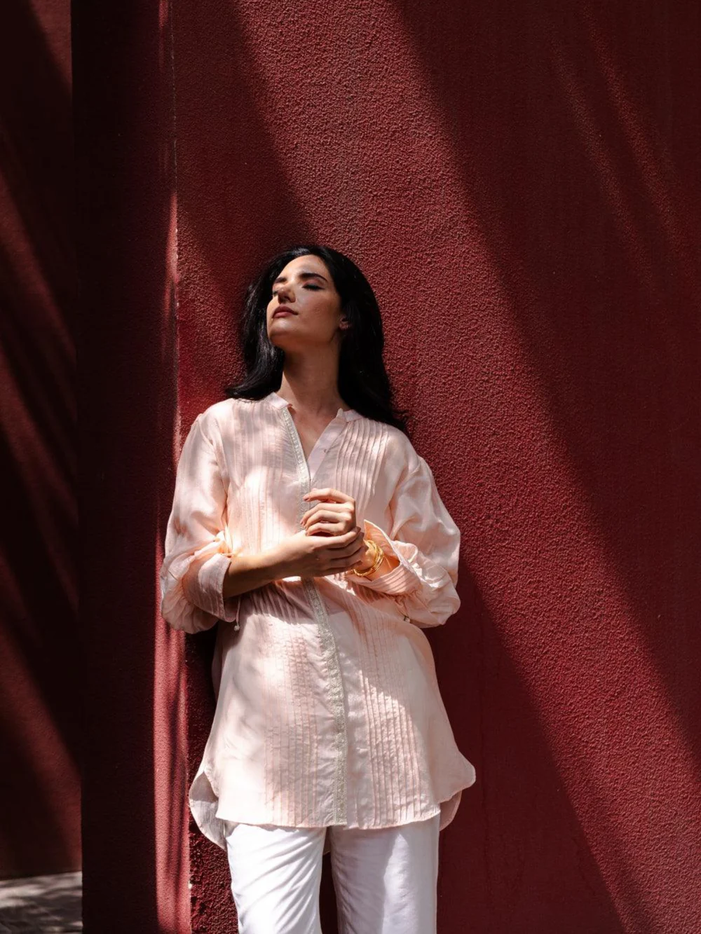 Peach Pintuck Kurta 1