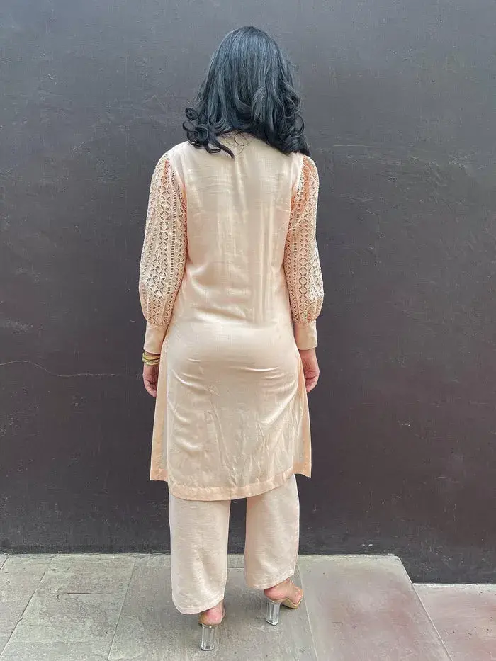 Peach Schifli Kurta 4
