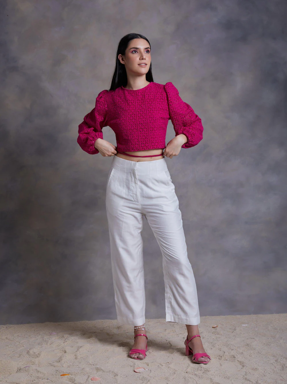 Pearl White Chanderi Pants 1