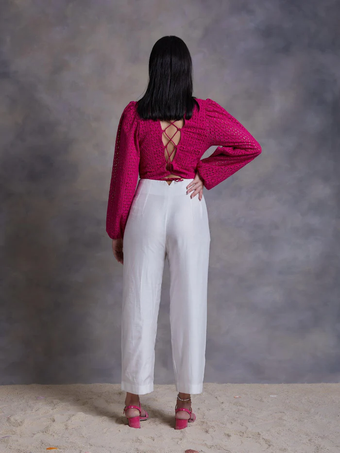 Pearl White Chanderi Pants 3
