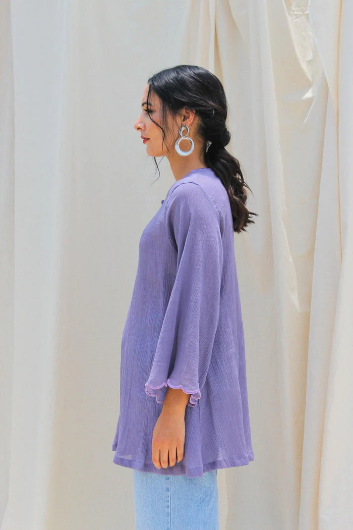 Purple Pastel Malmal Cotton Kurta 3