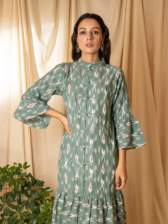 Sage Green Ikat Dress 3