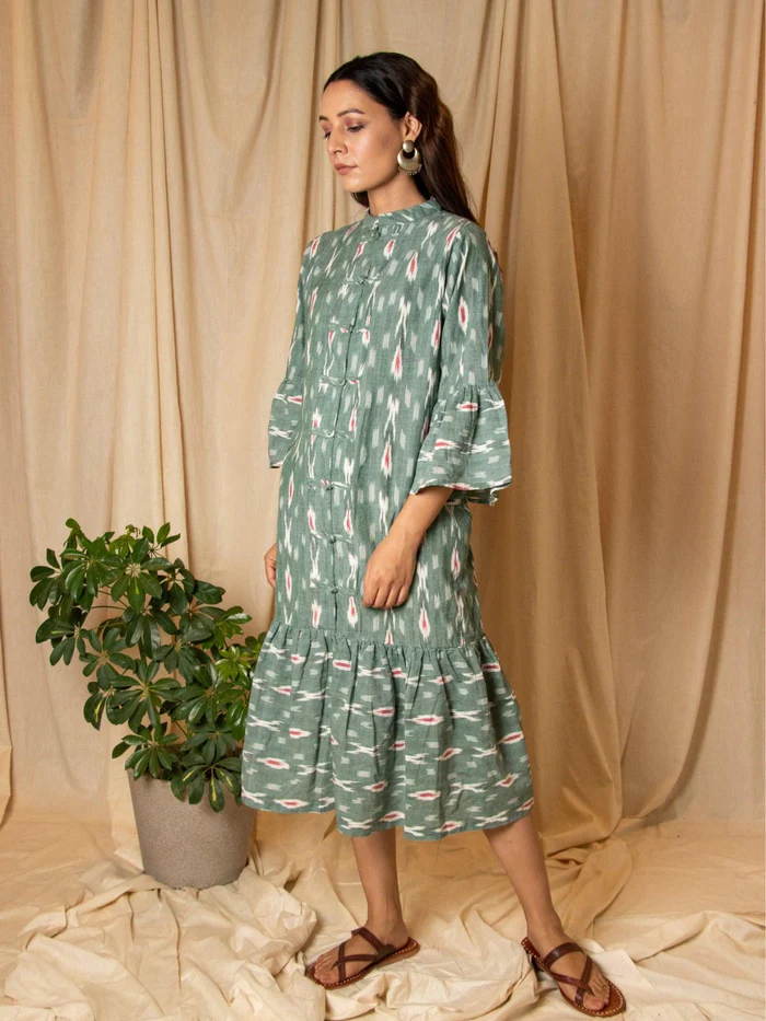 Sage Green Ikat Dress 4