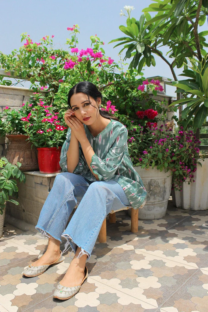 Sage Green Ikat Kurta 4