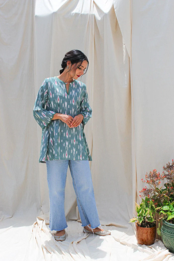 Sage Green Ikat Kurta 6