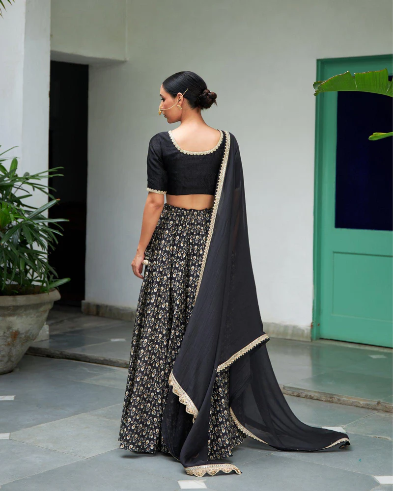 Siyah Chanderi Lehenga Set 3